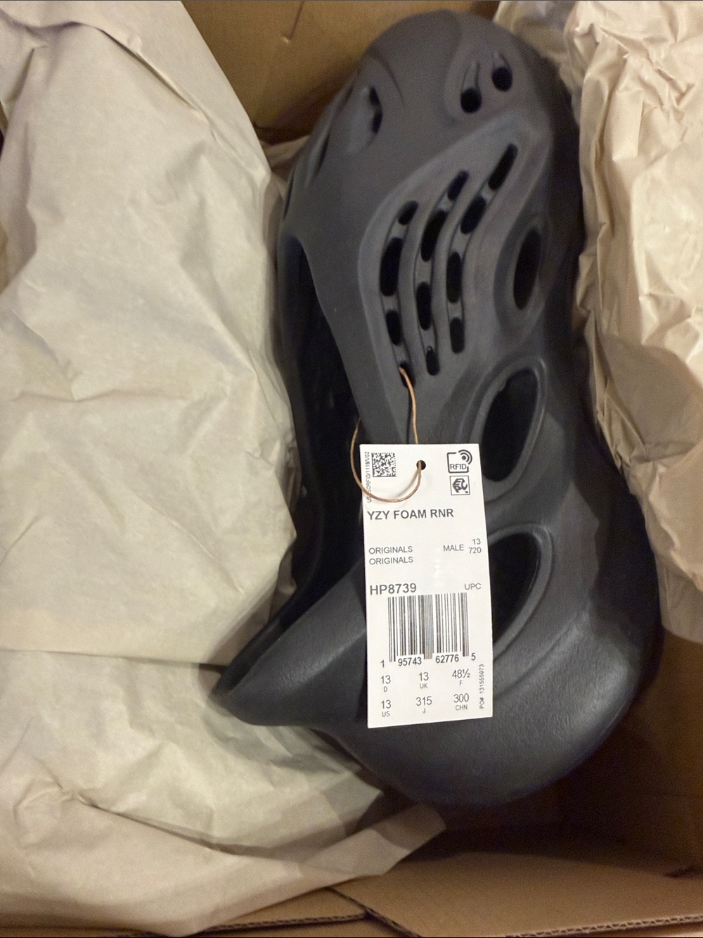 adidas YZY Foam RNR Slip-On Clog in Charcoal